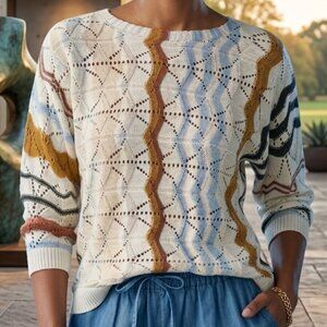 Garnet Hill sweater. Open knit, linen and organic cotton. Size small.